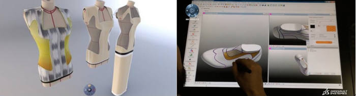 3D 디자인으로 설계한 후 제품 시뮬레이션하는 모습(왼쪽), 3D 기반으로 디자인하는 모습