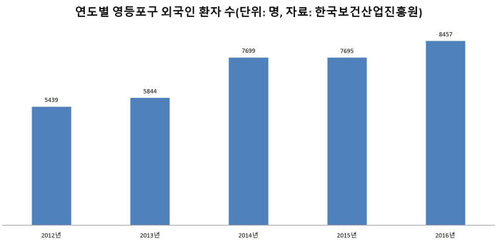 연도별 영등포구 외국인 환자 수