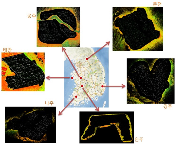 3D스캐너로 촬영한 전국에 조성된 소나무 인공시험림(사진=산림청)