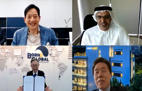 엠투엔 서홍민 회장, Al Ghurair 그룹 CEO Mr. Majid Saif Al Ghurair, 마이다스에셋 장순영 회장, 본투글로벌센터 김종갑 센터장 (사진 좌측 상단부터 시계방향). 사진/엠투엔