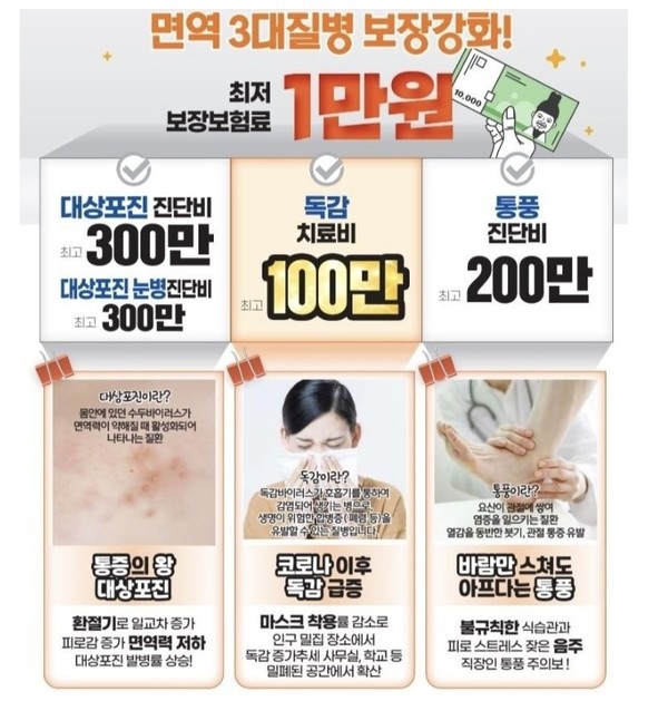 한화손해보험이 지난 10월 한달간 한시적으로 보장금액을 100만원으로 증액한 독감보험을 판매했다.