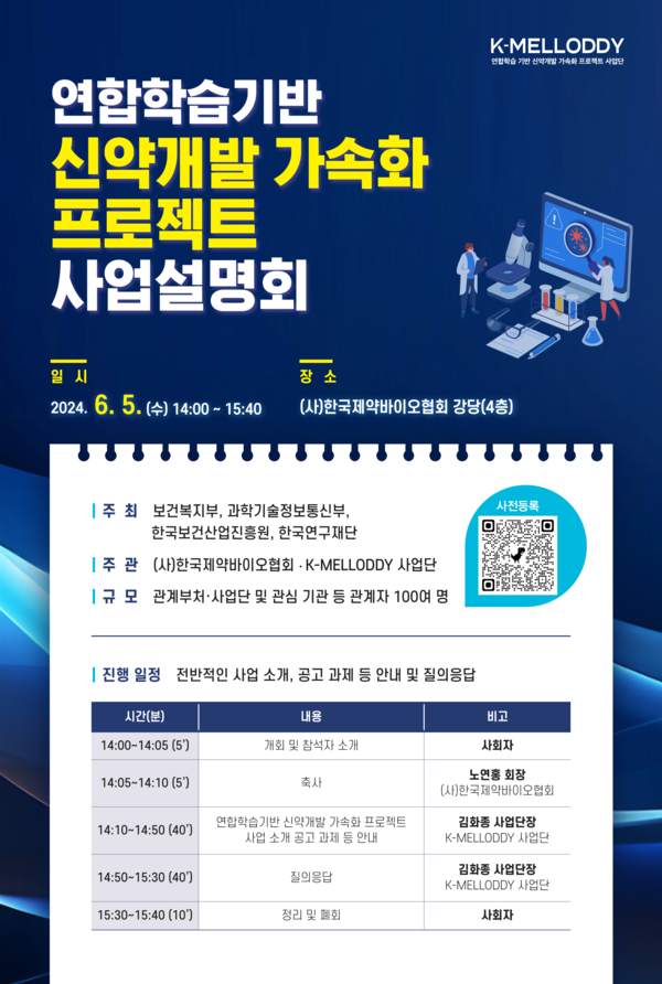 '연합학습 기반 신약개발 가속화 프로젝트' 사업설명회 포스터. 사진/한국제약바이오협회