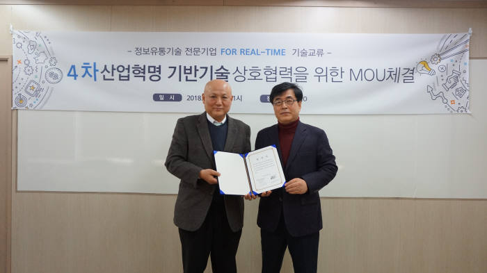 임종혁 에이치투오시스템테크놀로지 대표(왼쪽)와 진성일 리얼타임테크 대표.