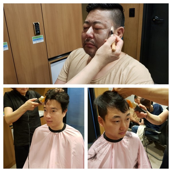 현장에서의 정지호 분장사 (사진=지호메이크업)