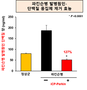 iCP-Parkin의 파킨슨병 발병원인 단백질 응집체 제거 효능